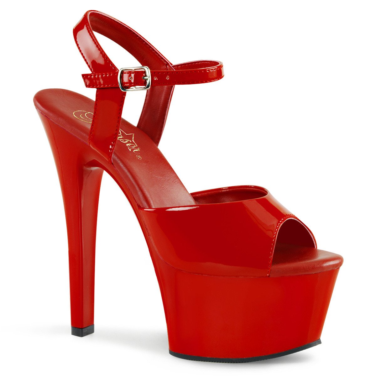 Pleaser Aspire-609 R/M - Shiny Red Platform High-Heel Sandals