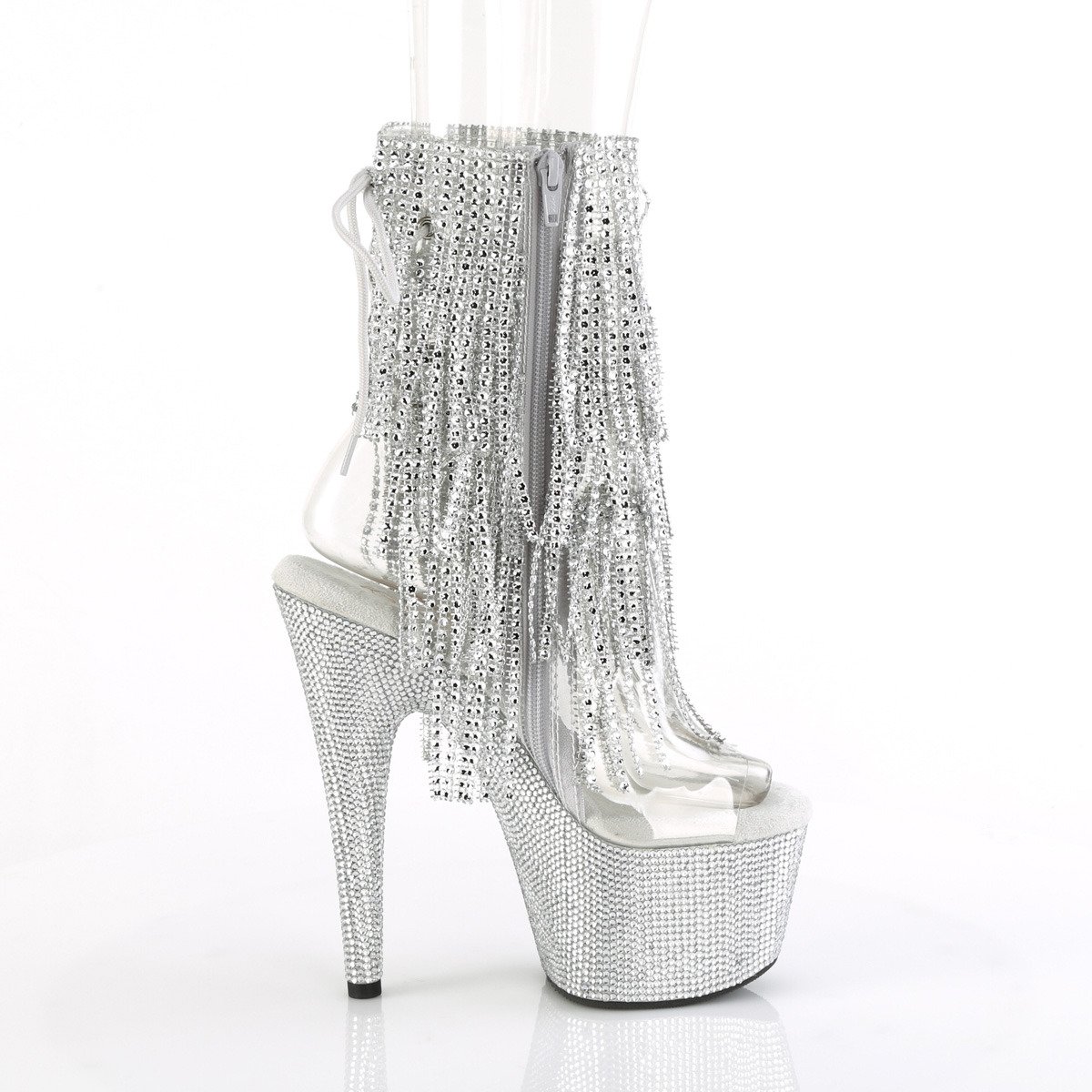 Pleaser Bejeweled-1017RSF-7 C-S/SRS - Clear High-Platform Peep Toe Boots