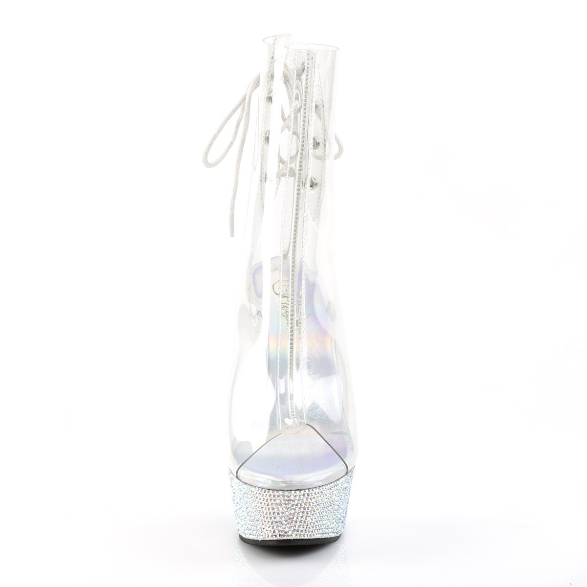 Pleaser Bejeweled-1018DM-6 C/SMRS - Clear Platform High-Heel Peep Toe Boots