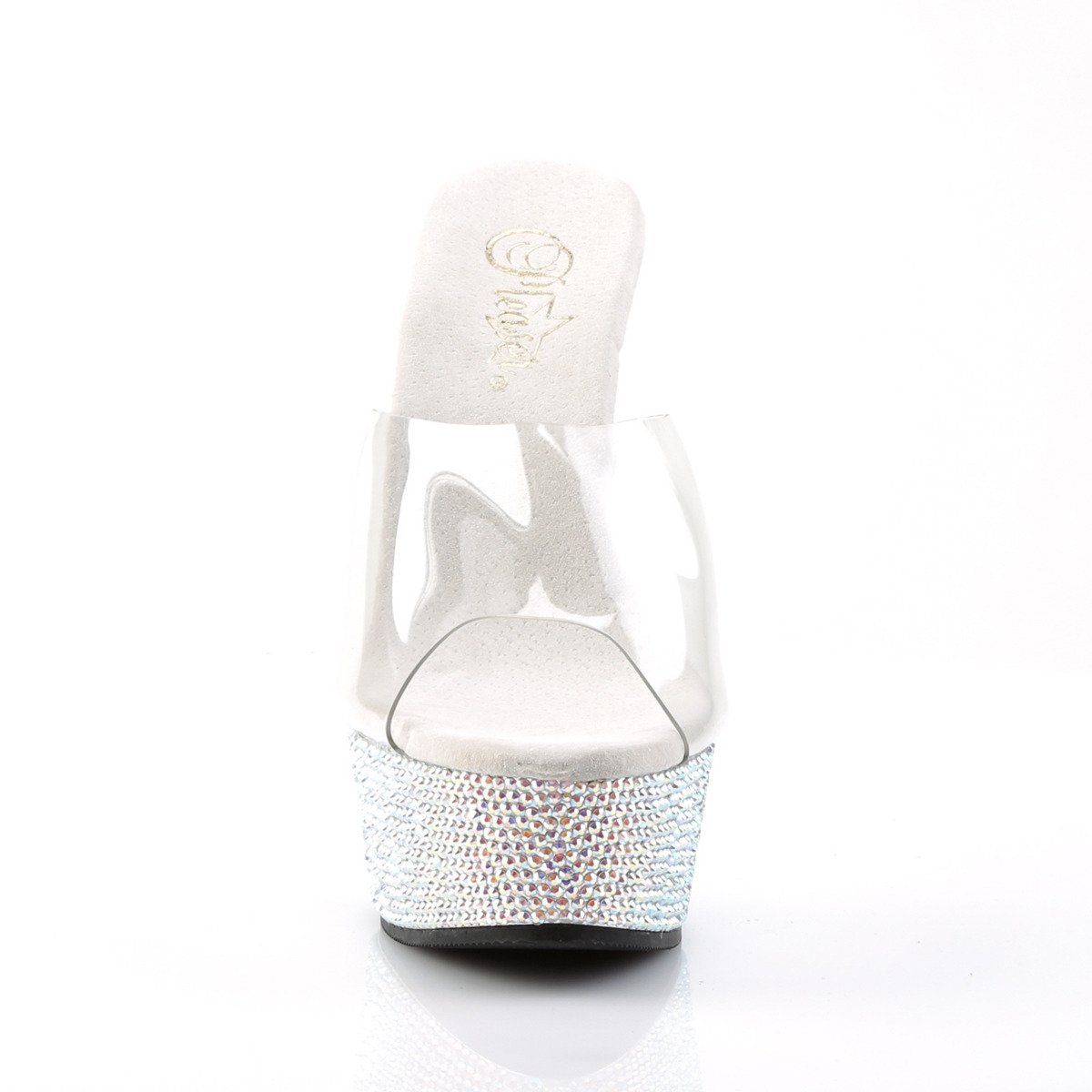 Pleaser Bejeweled-601DM C/SMCRS - Clear Platform High-Heel Slides