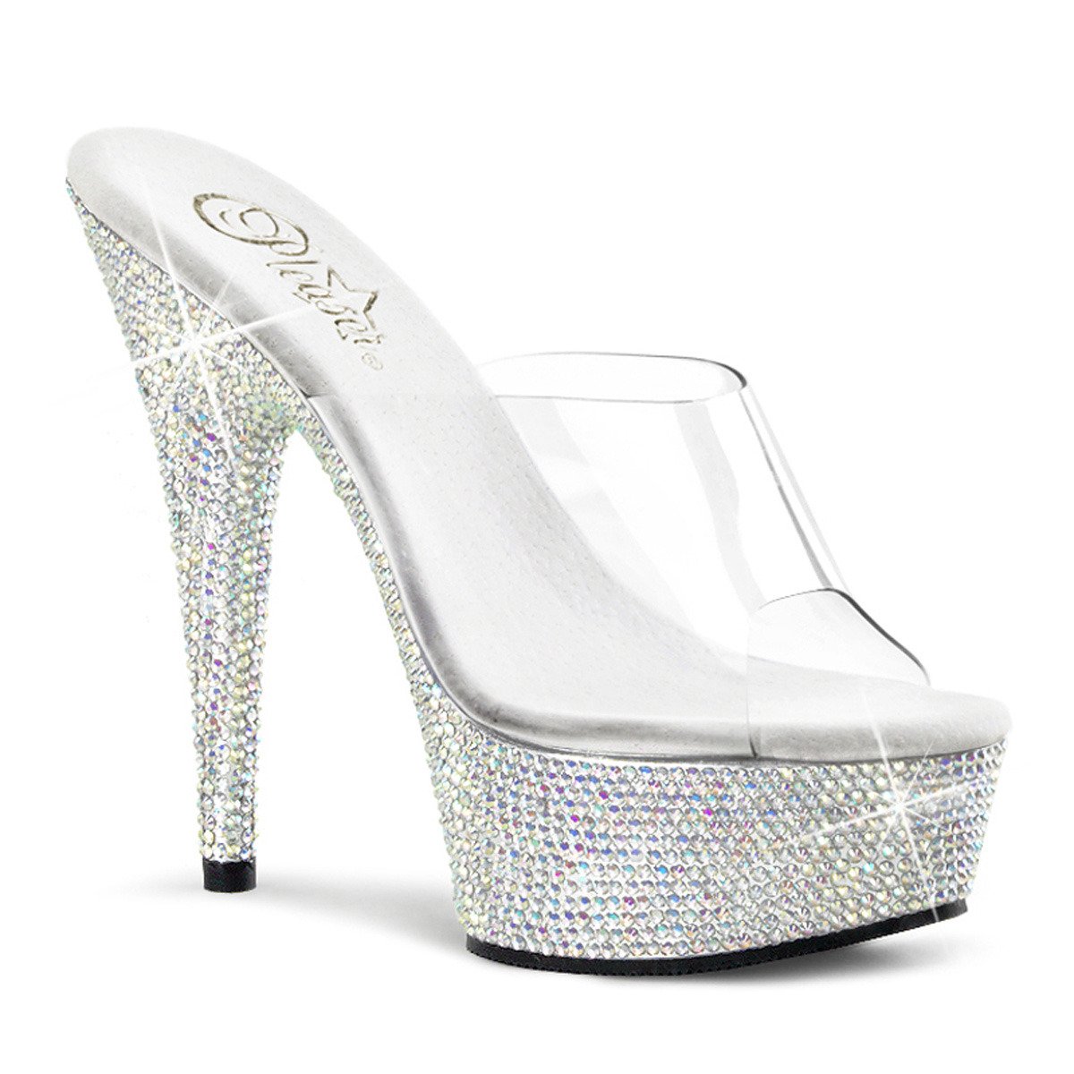 Pleaser Bejeweled-601DM C/SMCRS - Clear Platform High-Heel Slides