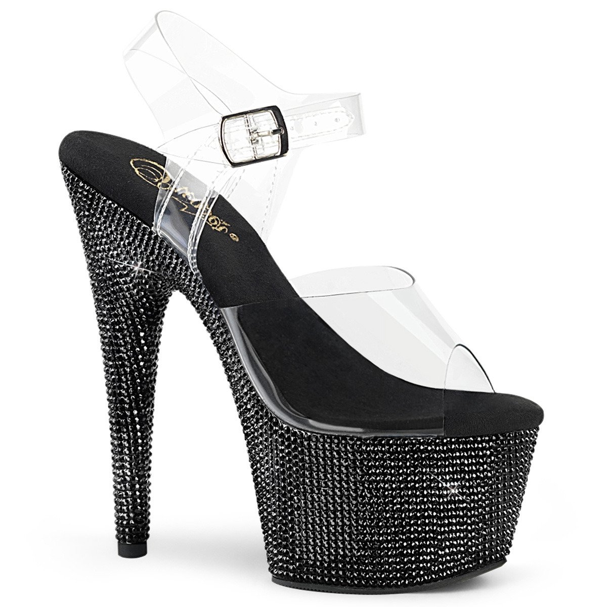 Pleaser Bejeweled-708DM C/BRS - Clear High-Platform Sandals