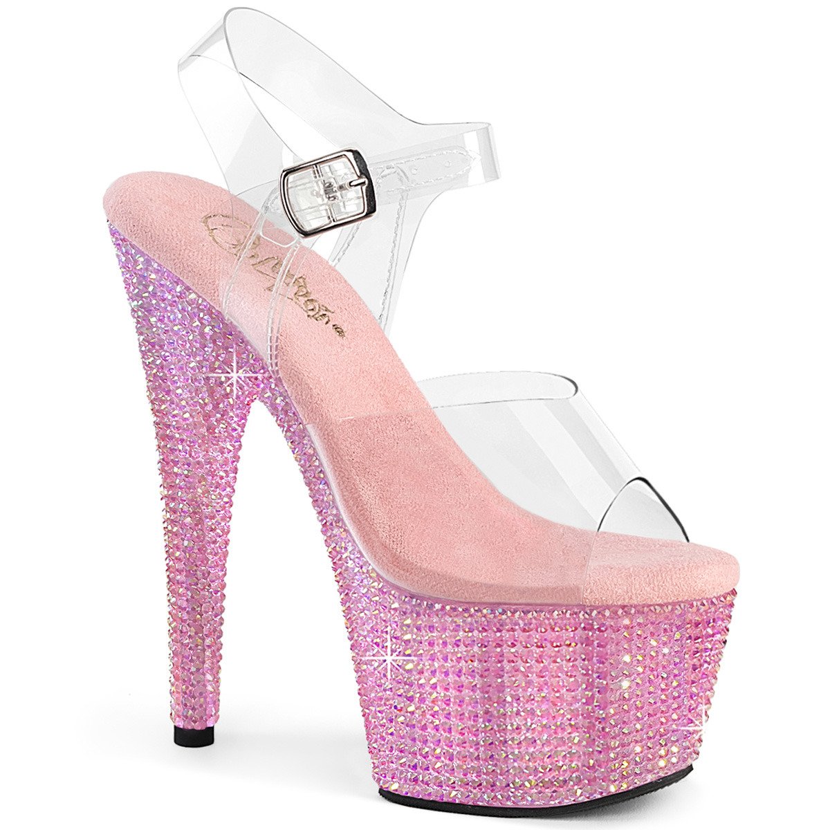 Pleaser Bejeweled-708RRS C/BPRS - Clear High-Platform Sandals