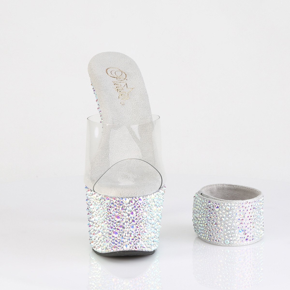 Pleaser Bejeweled-712MS C/SRS - Clear High-Platform Slides
