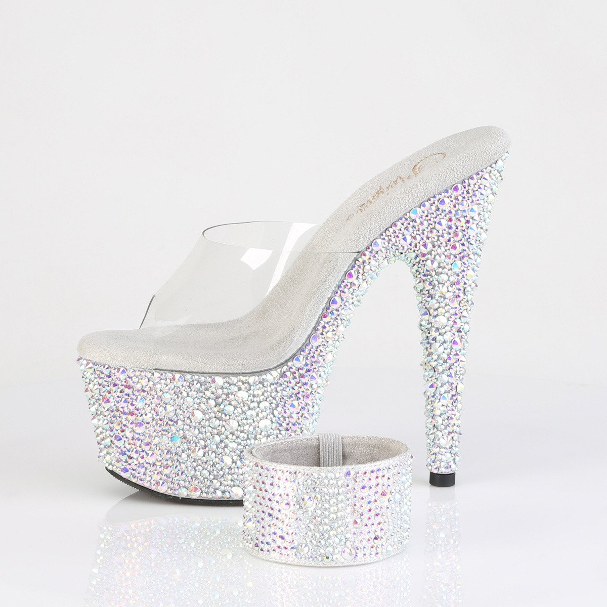 Pleaser Bejeweled-712MS C/SRS - Clear High-Platform Slides
