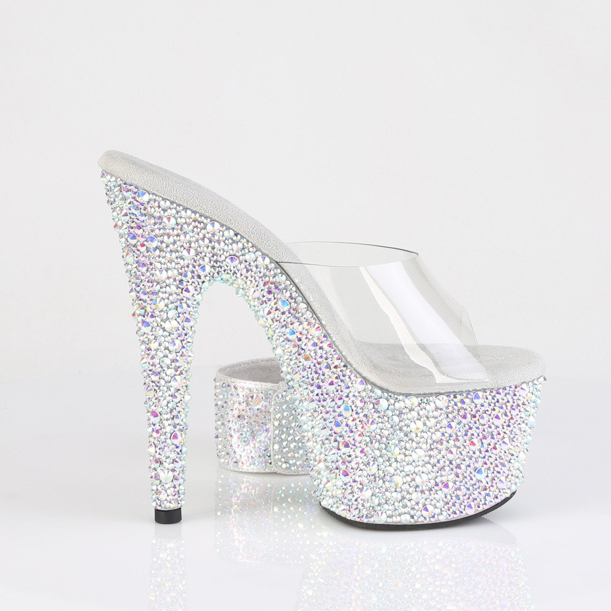 Pleaser Bejeweled-712MS C/SRS - Clear High-Platform Slides