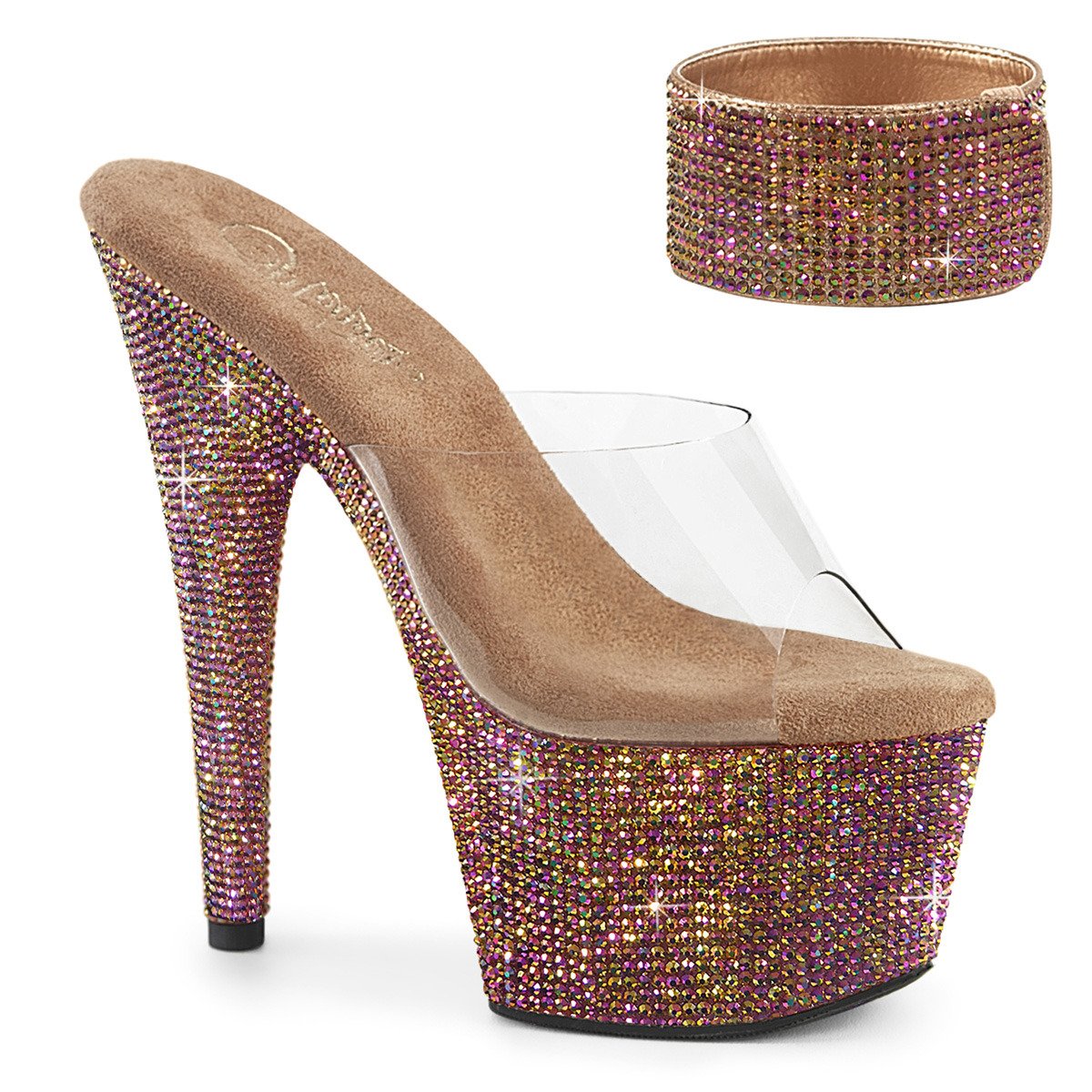 Pleaser Bejeweled-712RS C/BZRS - Clear High-Platform Sandals