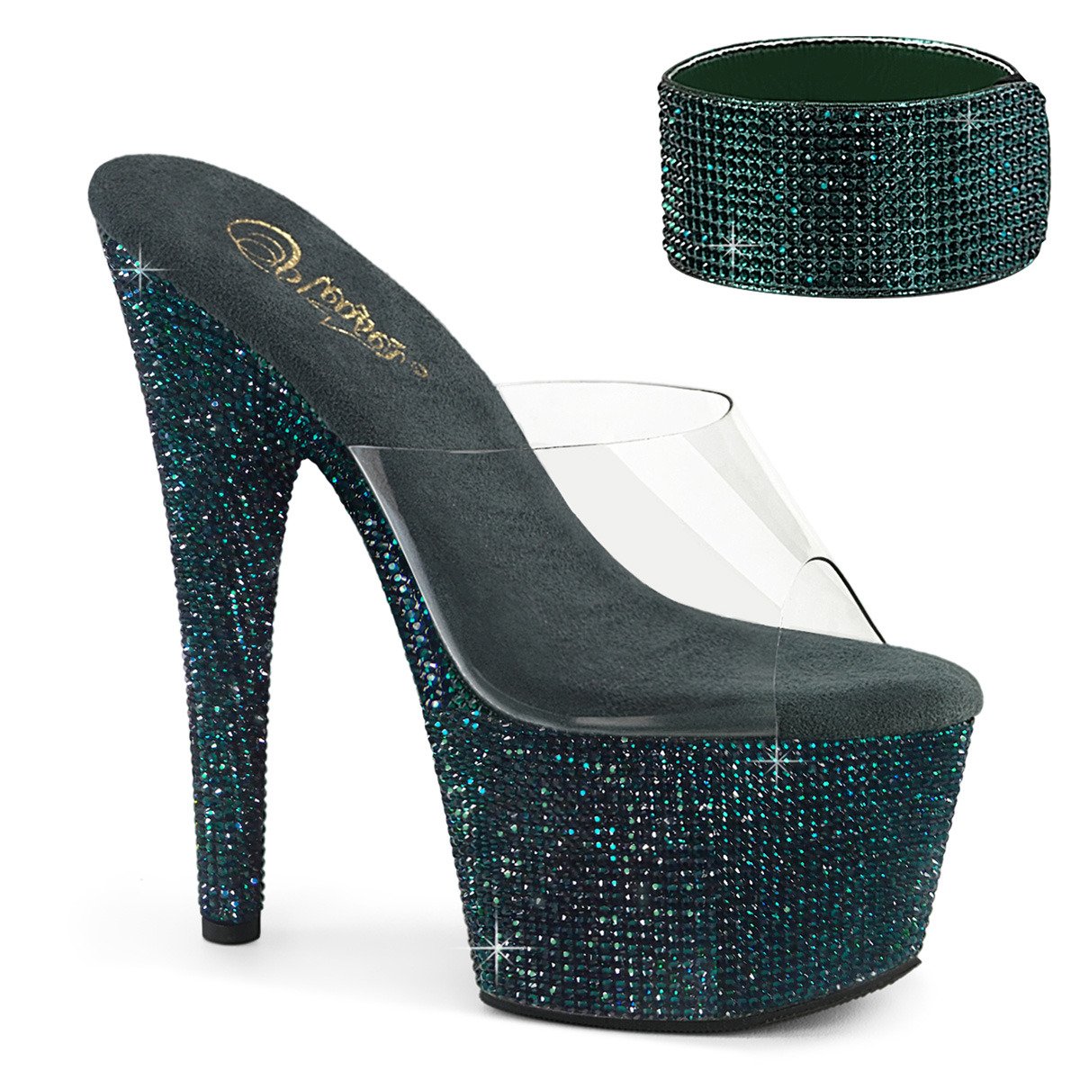 Pleaser Bejeweled-712RS C/EMGNRS - Clear High-Platform Sandals