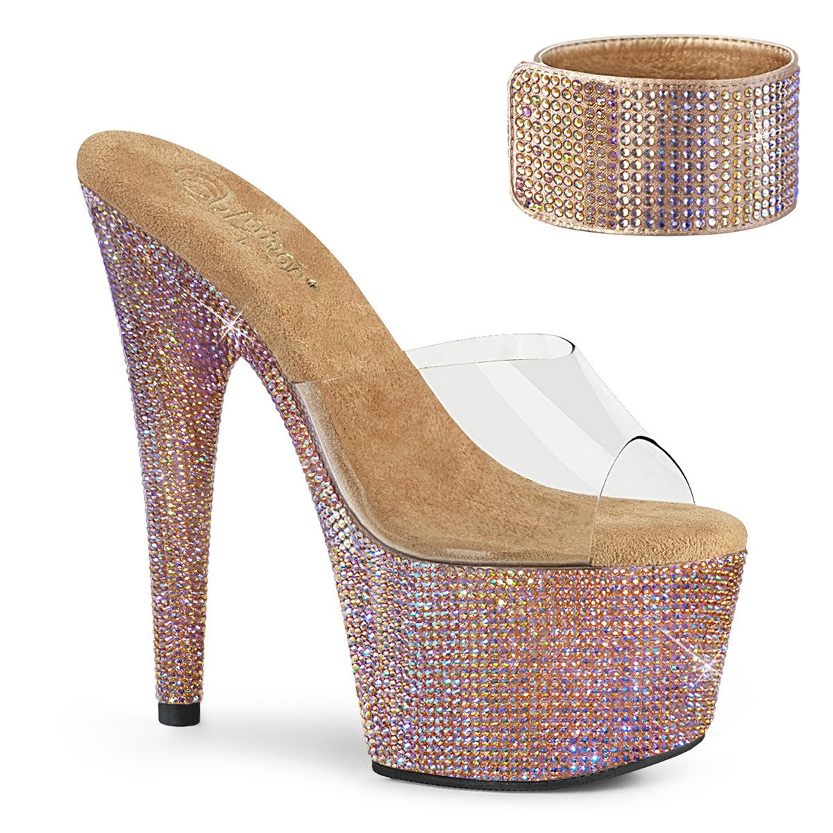Pleaser Bejeweled-712RS C/ROGLDRS - Clear High-Platform Sandals