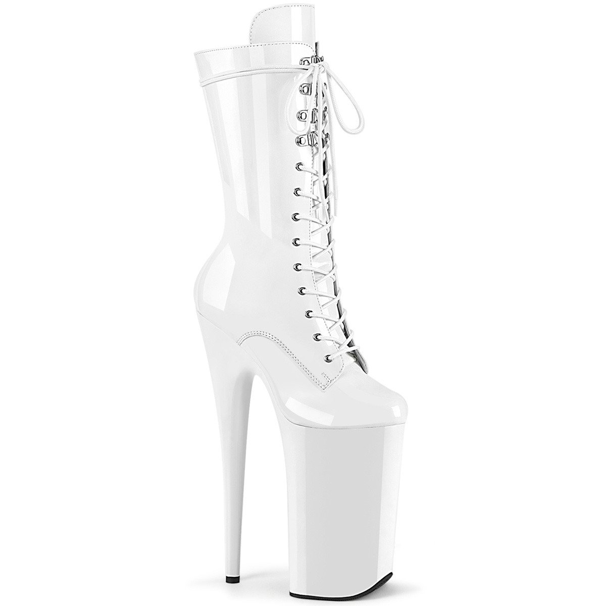 Pleaser Beyond-1050 W/M - Shiny White High-Platform Ankle Boots