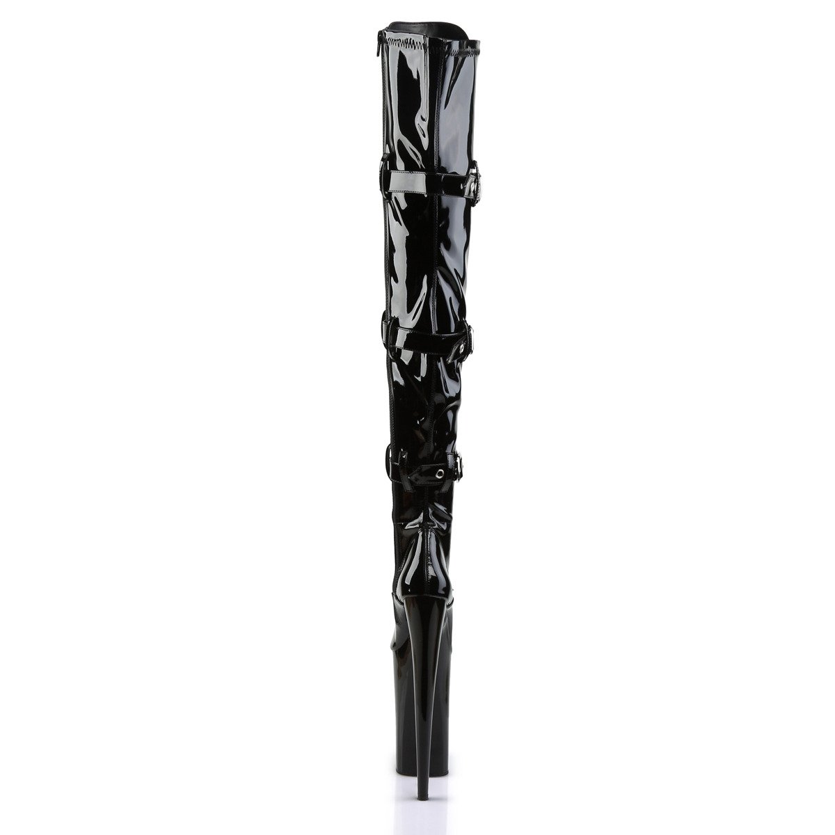 Pleaser Beyond-3028 B/M - Shiny Black High-Platform Thigh High Boots
