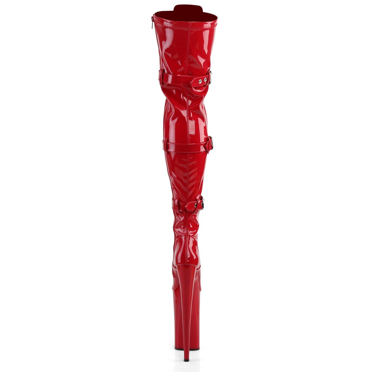 Pleaser Beyond-3028 R/M - Shiny Red High-Platform Thigh High Boots