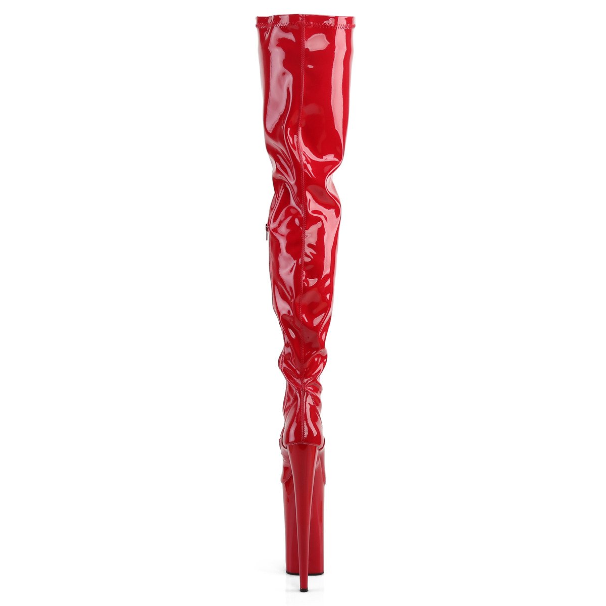 Pleaser Beyond-4000 R/M - Shiny Red High-Platform Thigh High Boots