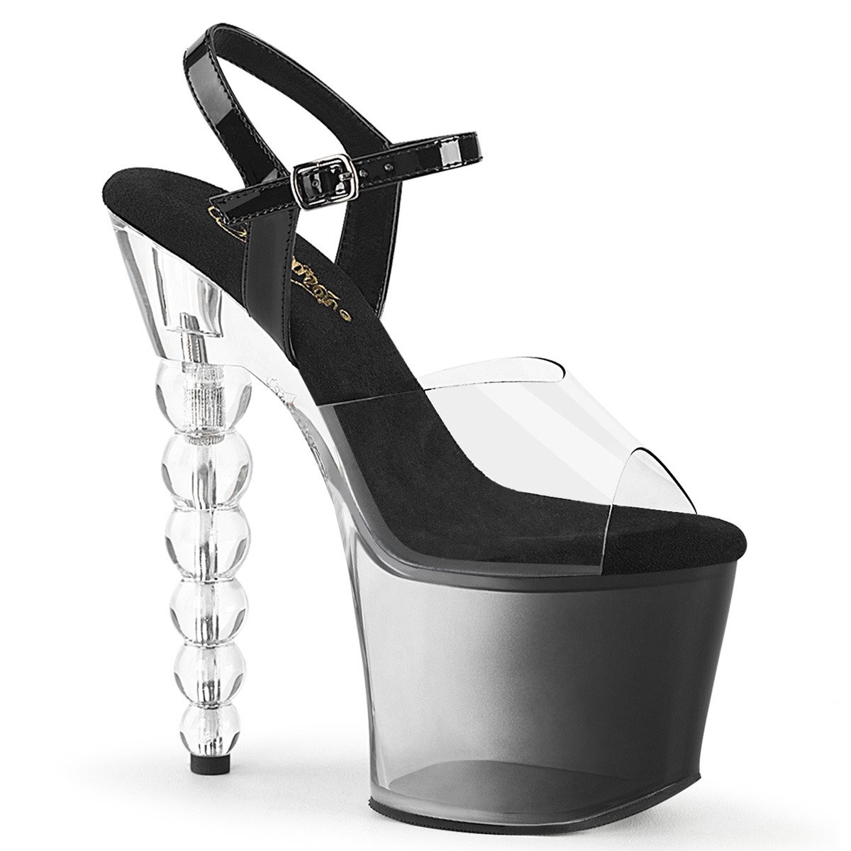 Pleaser Bliss-708-1BC C-B/B-C - Shiny Black High-Platform Sandals