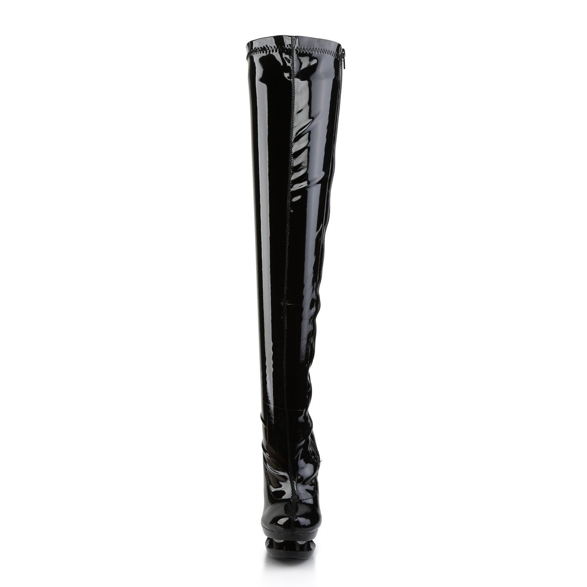 Pleaser Blondie-3000 B/B-PCH - Shiny Black Platform High-Heel Thigh High Boots