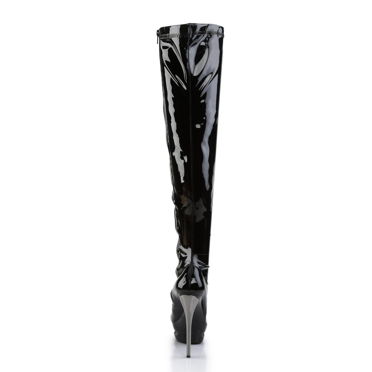 Pleaser Blondie-3000 B/B-PCH - Shiny Black Platform High-Heel Thigh High Boots
