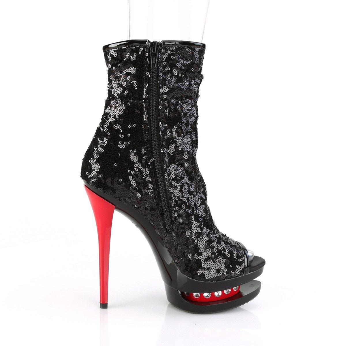 Pleaser Blondie-R-1008 BSQ/B-R - Black Platform High-Heel Ankle Boots