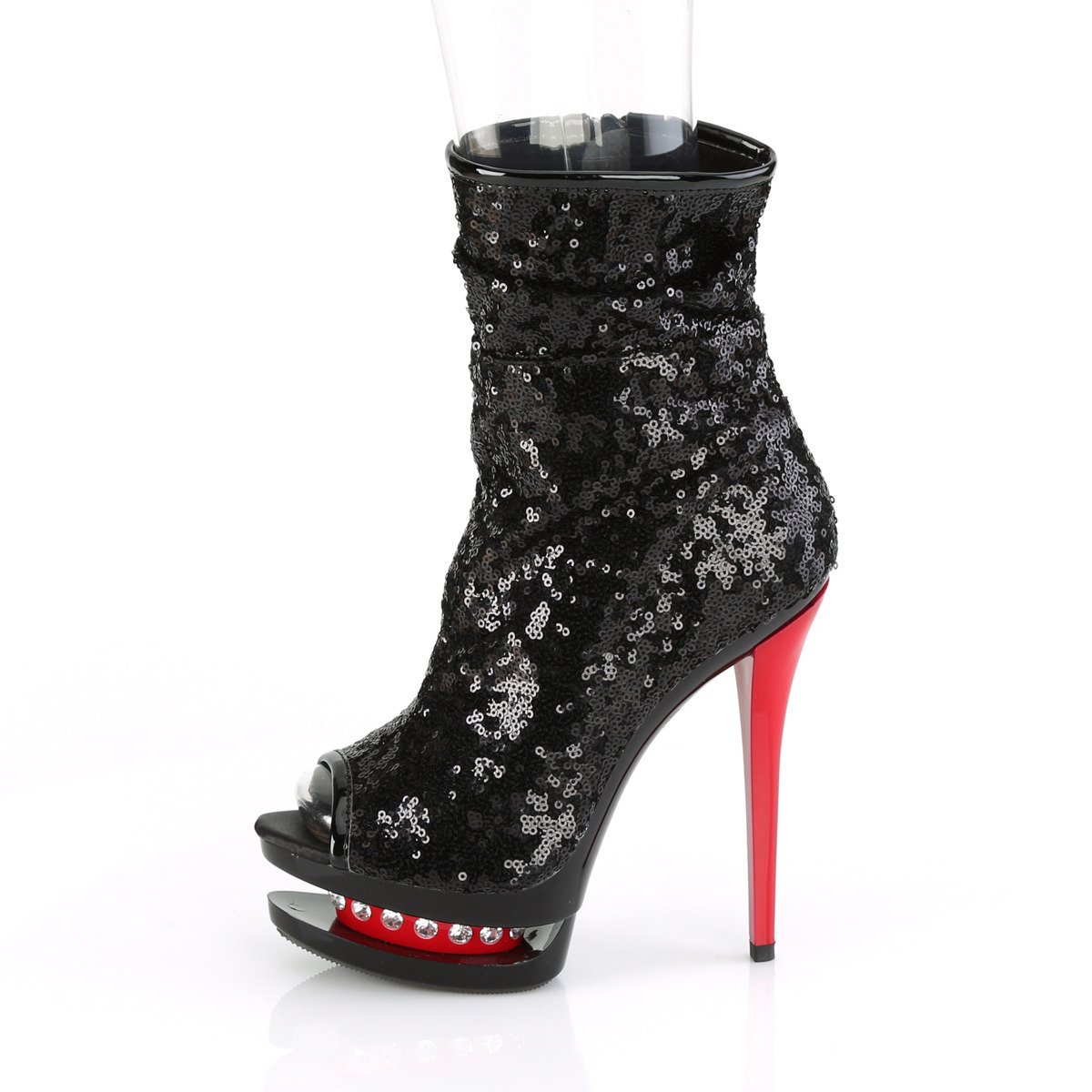 Pleaser Blondie-R-1008 BSQ/B-R - Black Platform High-Heel Ankle Boots