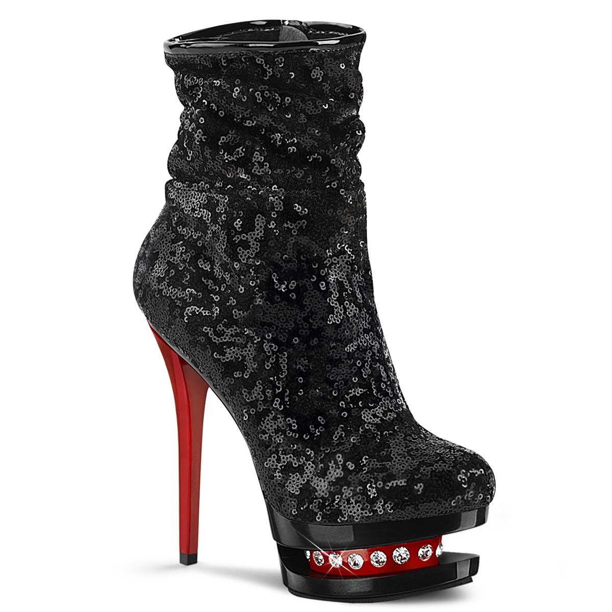 Pleaser Blondie-R-1009 BSQ/B-R - Black Platform High-Heel Ankle Boots