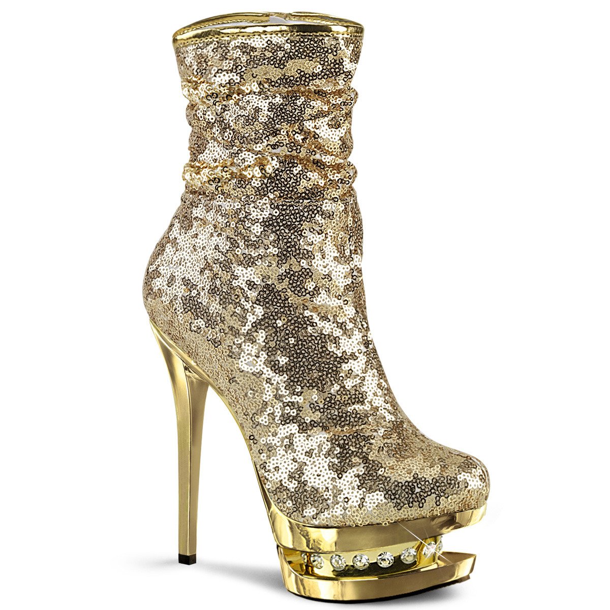 Pleaser Blondie-R-1009 GSQ/GCH - Gold Platform High-Heel Ankle Boots