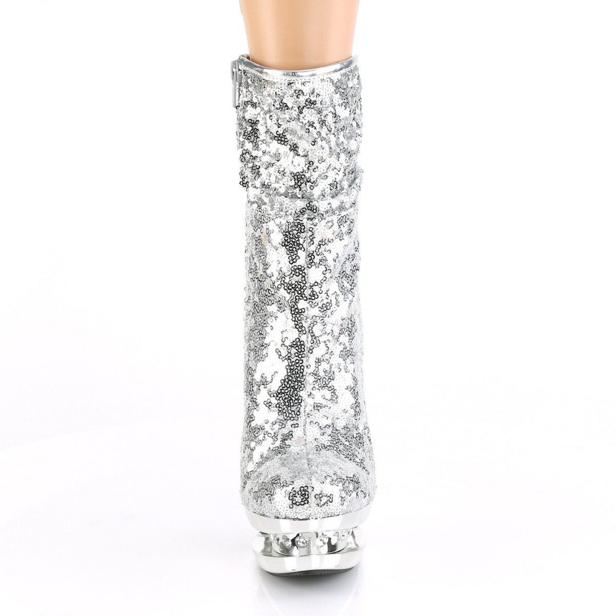 Pleaser Blondie-R-1009 SSQ/SCH - Silver Platform High-Heel Ankle Boots