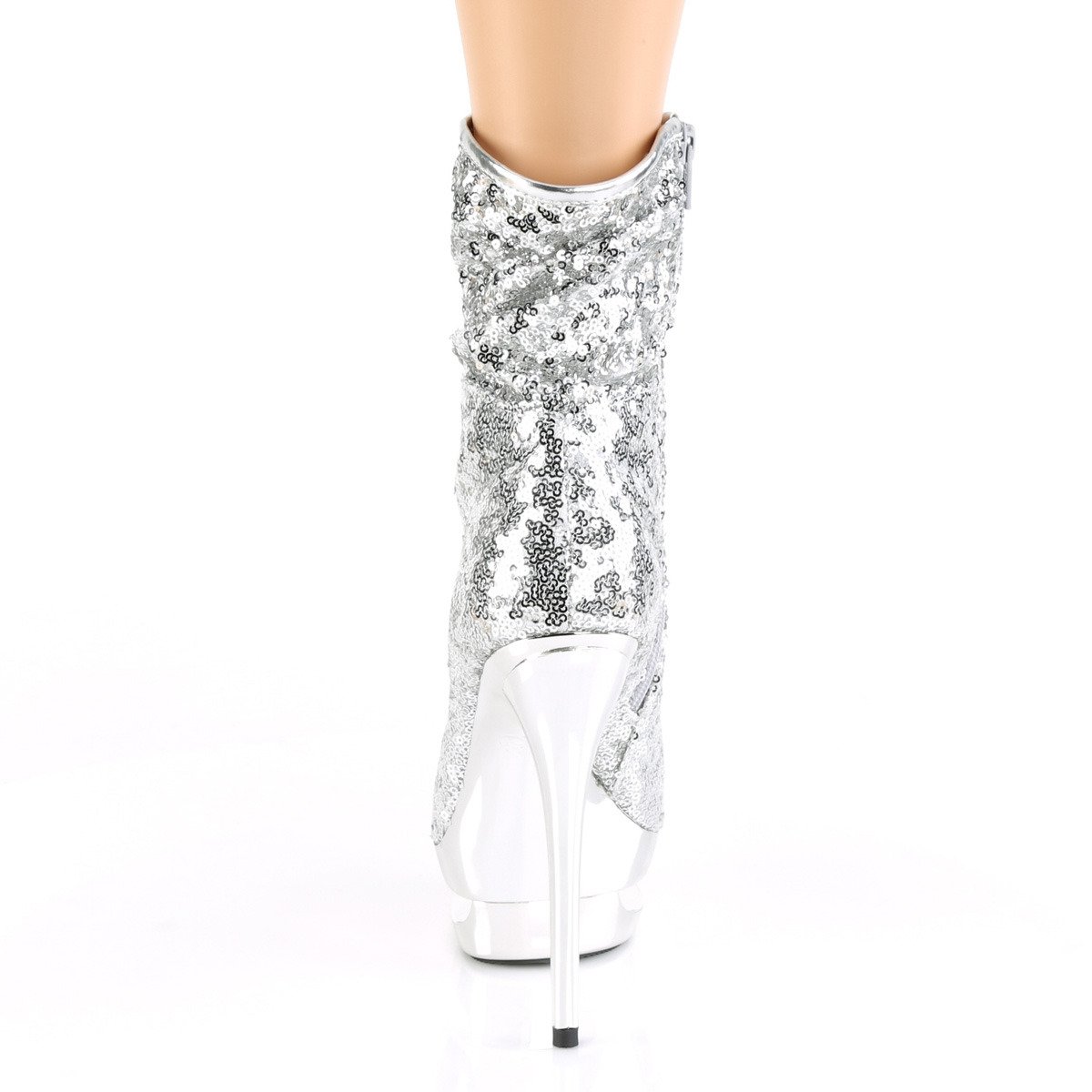 Pleaser Blondie-R-1009 SSQ/SCH - Silver Platform High-Heel Ankle Boots