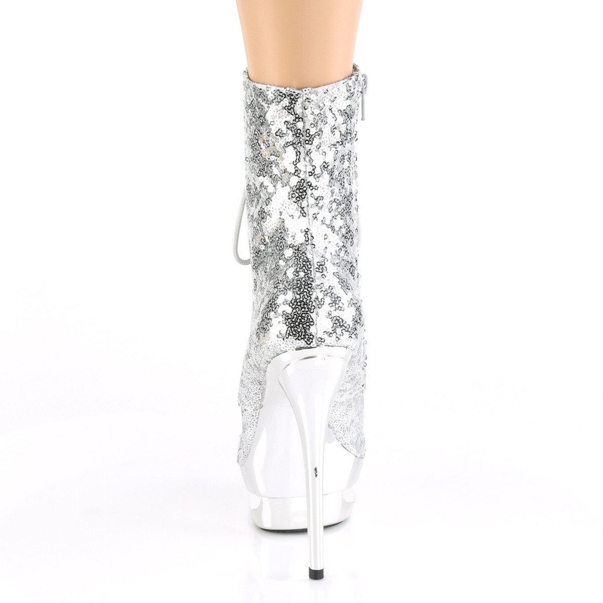 Pleaser Blondie-R-1020 SSQ/SCH - Silver Platform High-Heel Ankle Boots