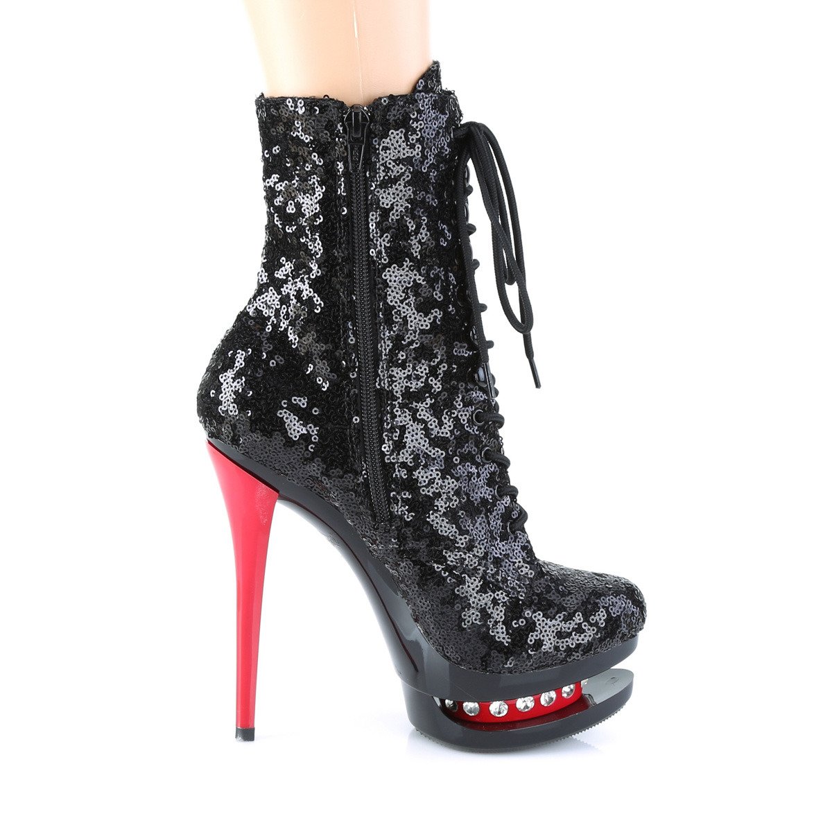 Pleaser Blondie-R-1020 BSQ/B-R - Black Platform High-Heel Ankle Boots