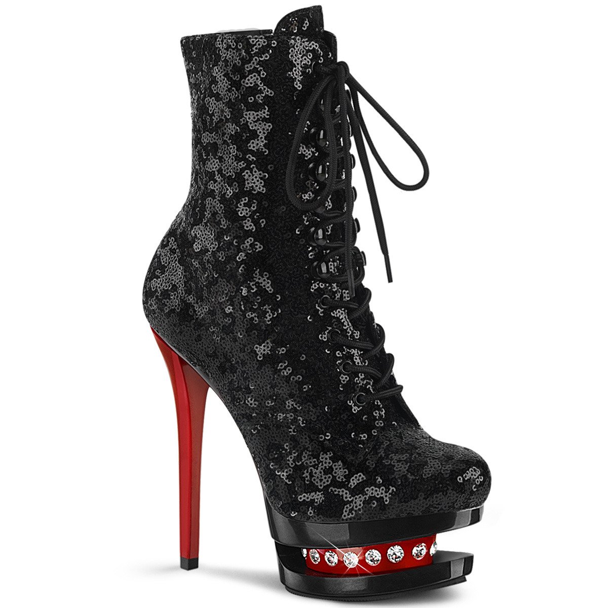 Pleaser Blondie-R-1020 BSQ/B-R - Black Platform High-Heel Ankle Boots