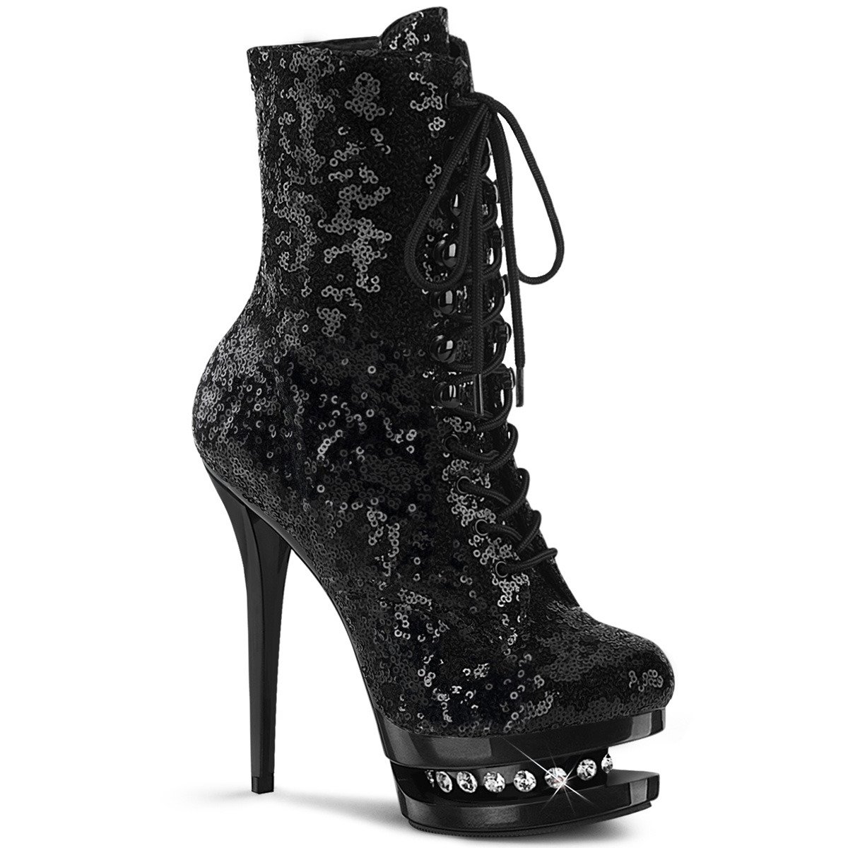 Pleaser Blondie-R-1020 BSQ/M - Black Platform High-Heel Ankle Boots