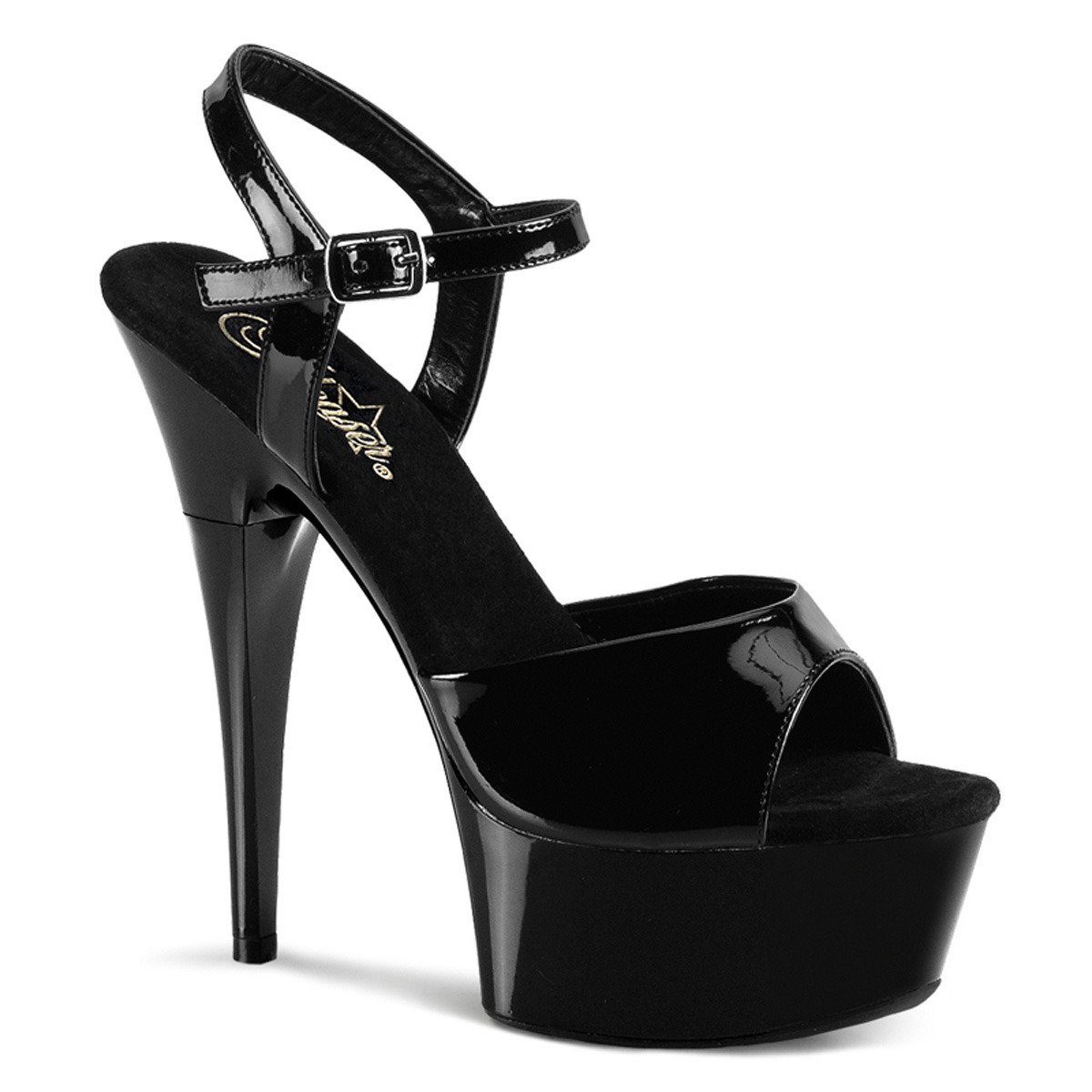 Pleaser Captiva-609 B/M - Shiny Black Platform High-Heel Sandals