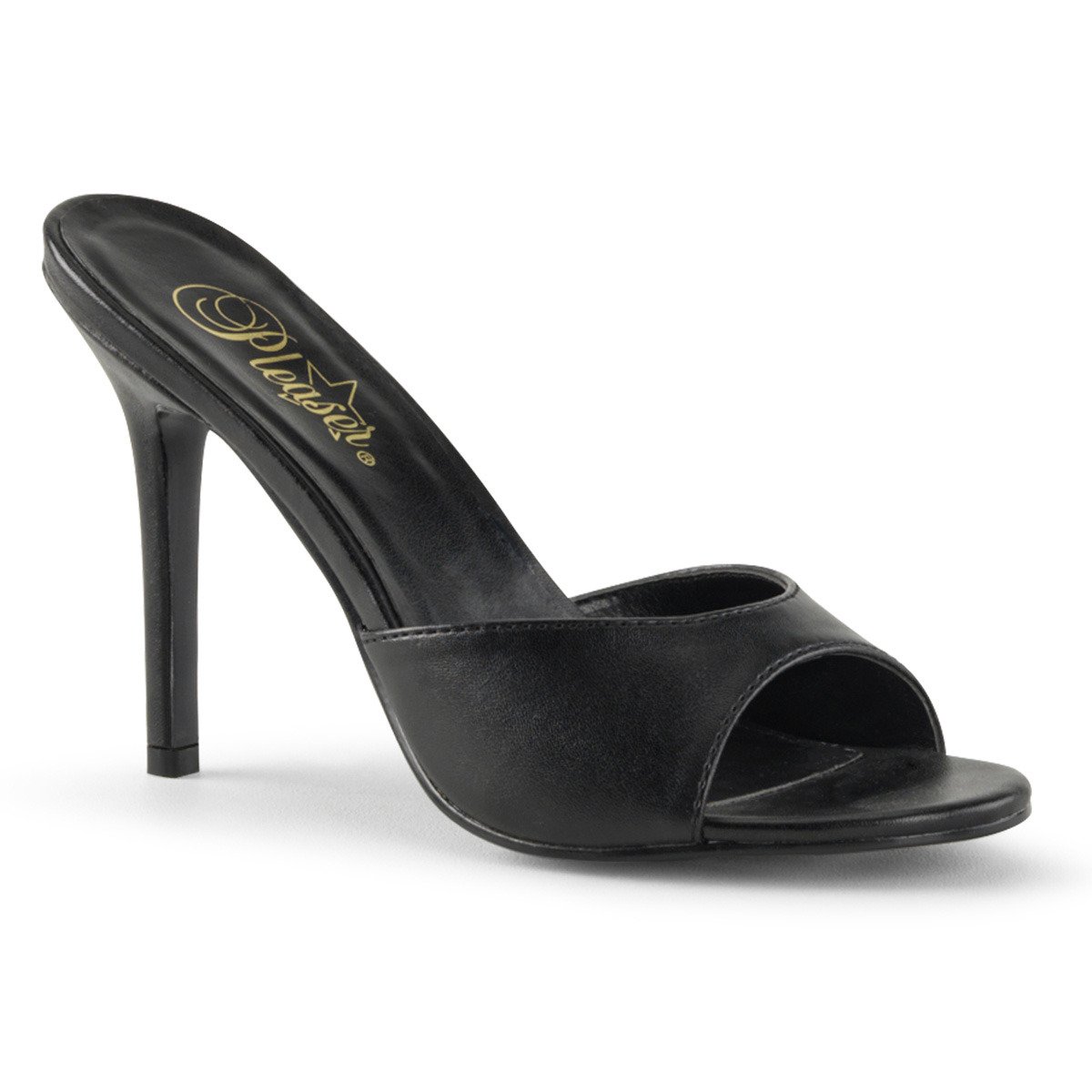 Pleaser Classique-01 BPU - Black High-Heel Single Sole Slides