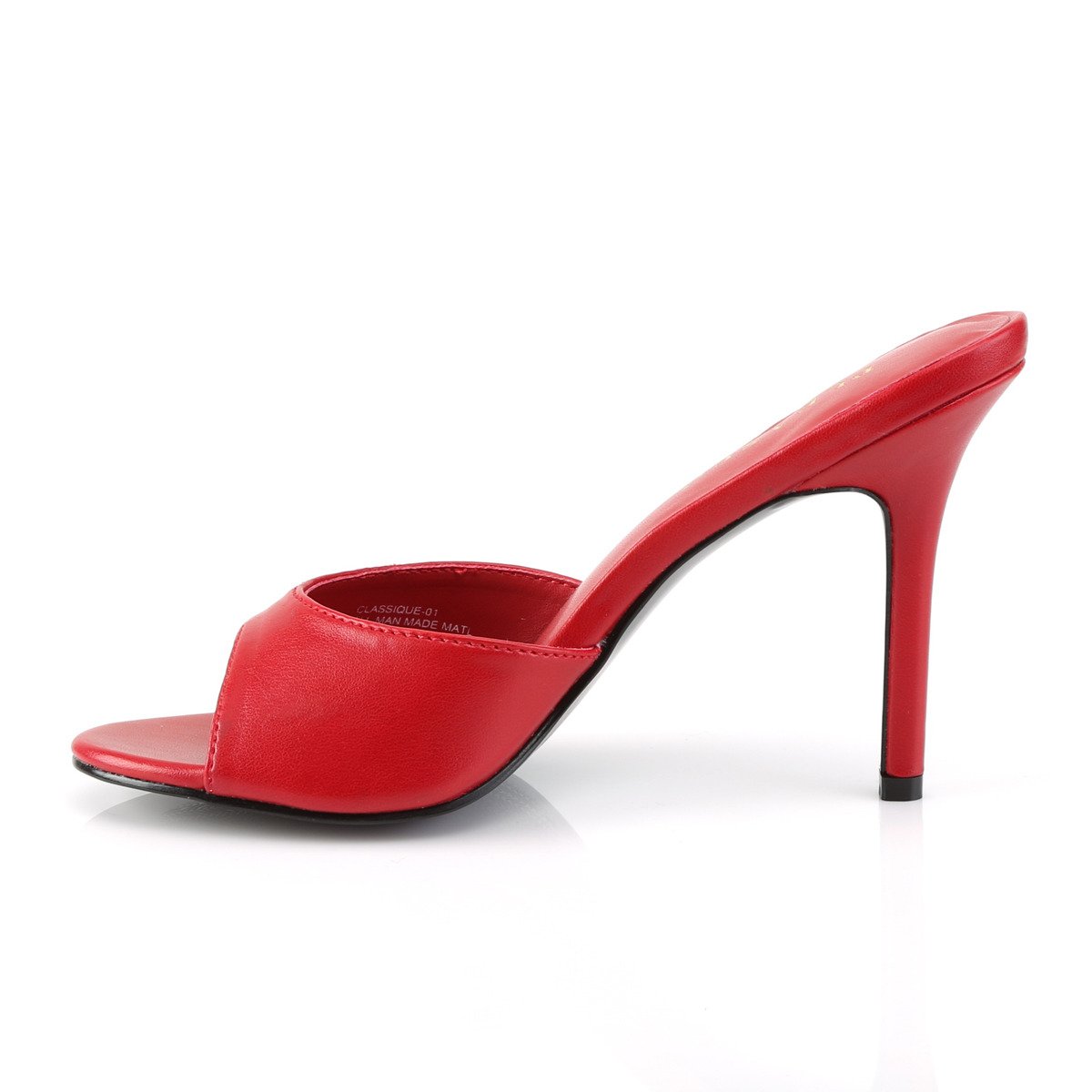 Pleaser Classique-01 RPU - Red High-Heel Single Sole Slides