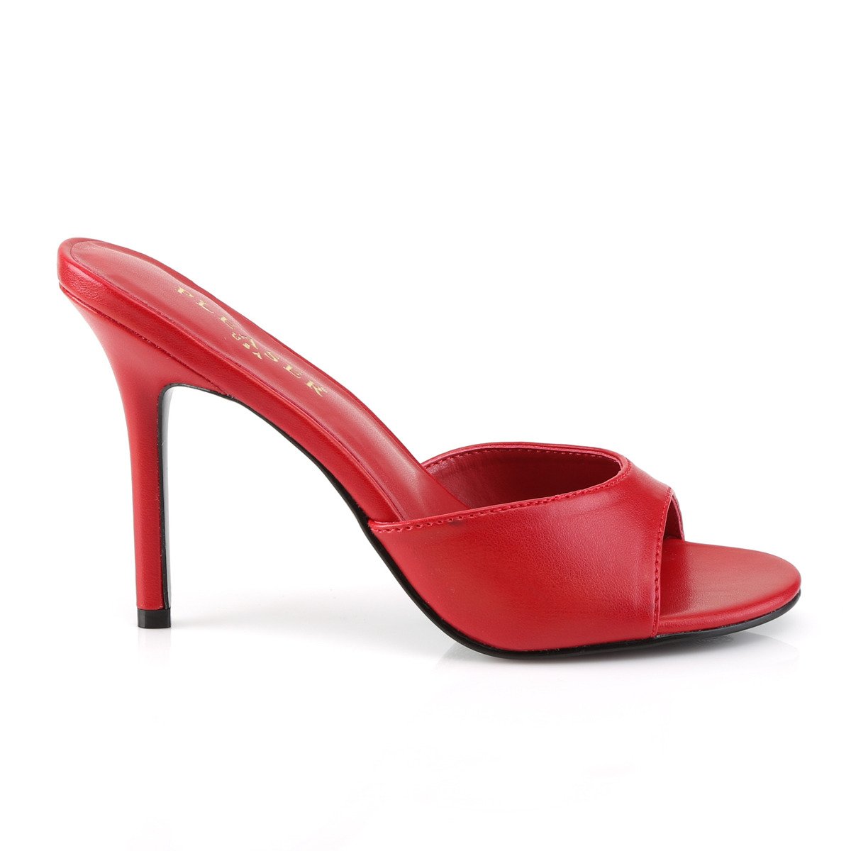 Pleaser Classique-01 RPU - Red High-Heel Single Sole Slides
