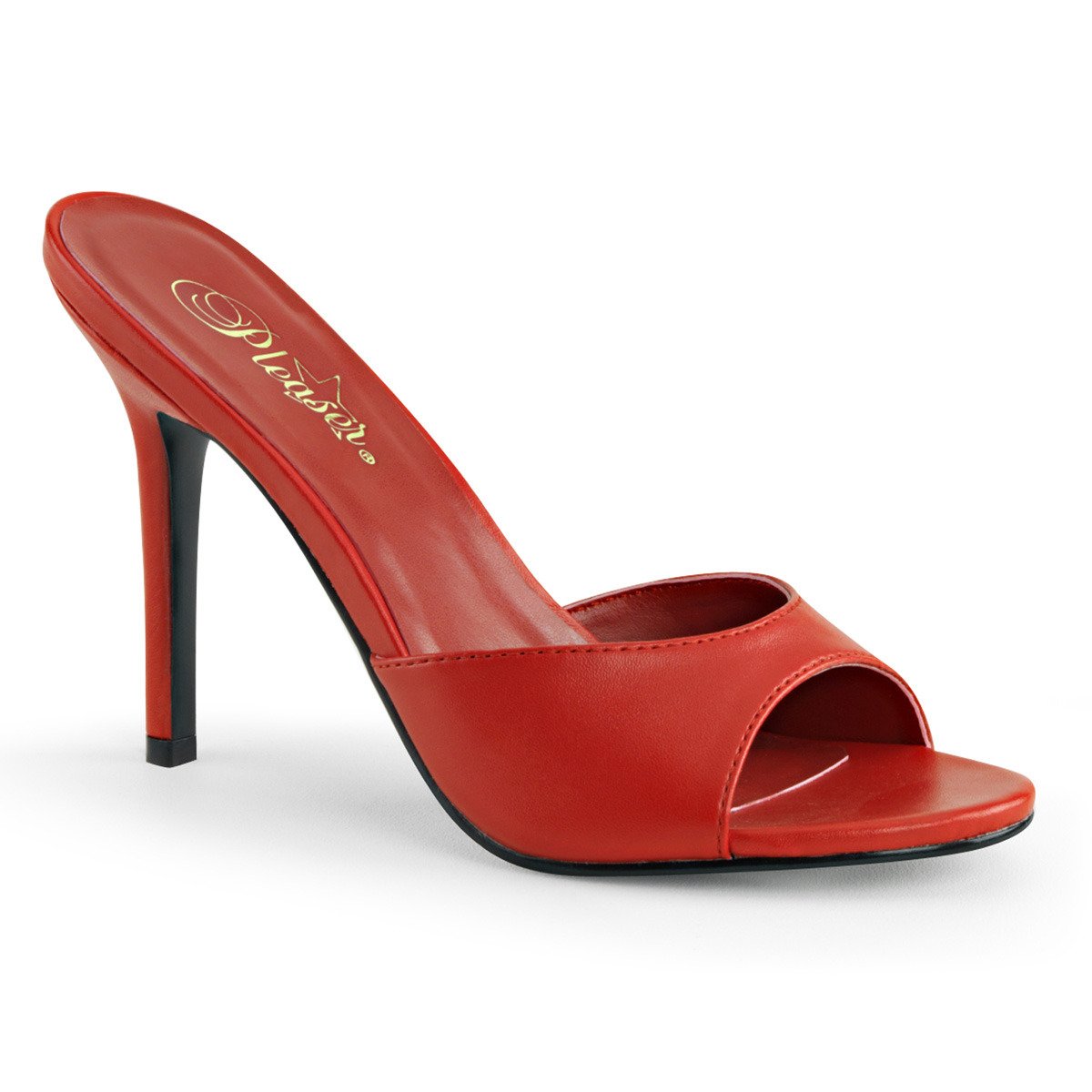 Pleaser Classique-01 RPU - Red High-Heel Single Sole Slides