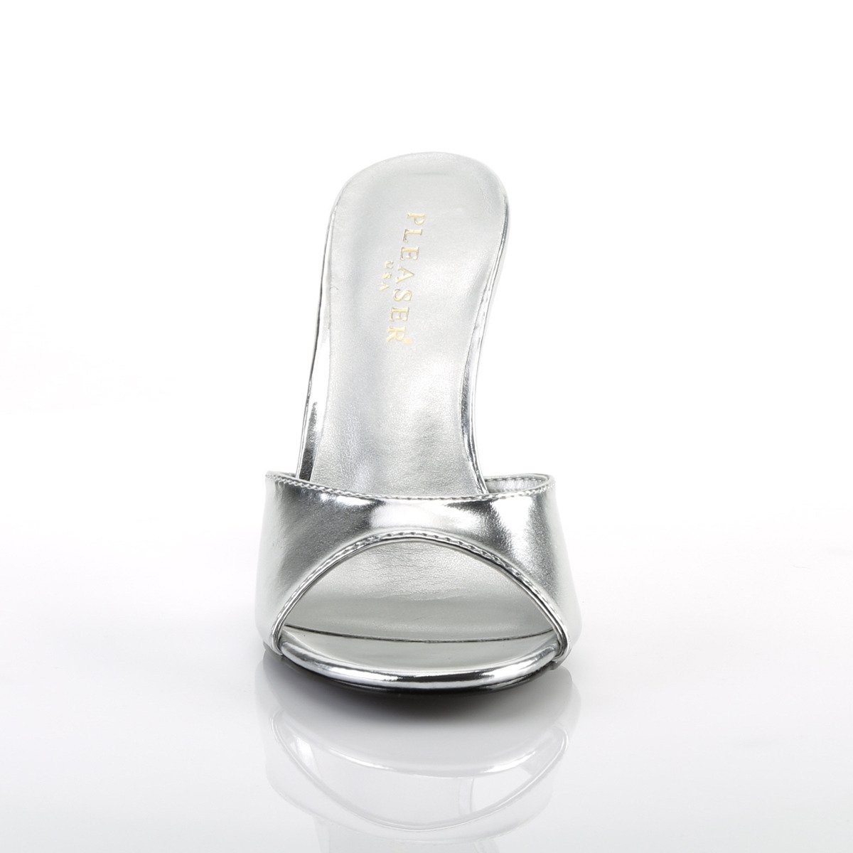 Pleaser Classique-01 SMPU - Silver High-Heel Single Sole Slides