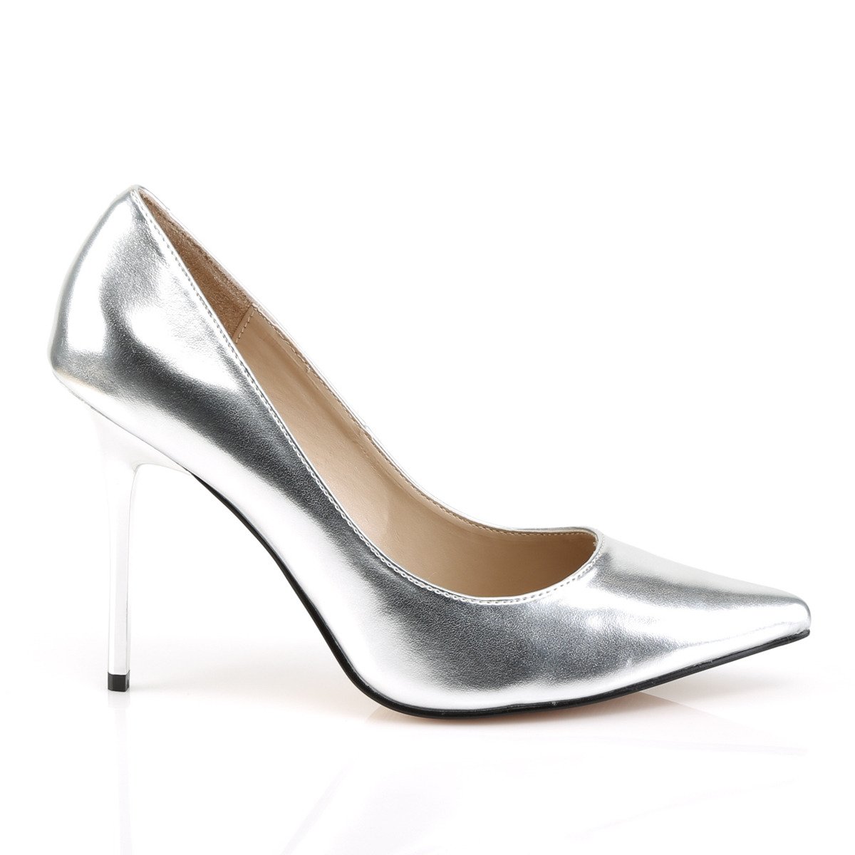 Pleaser Classique-20 SMPU - Silver High-Heel Stilettos