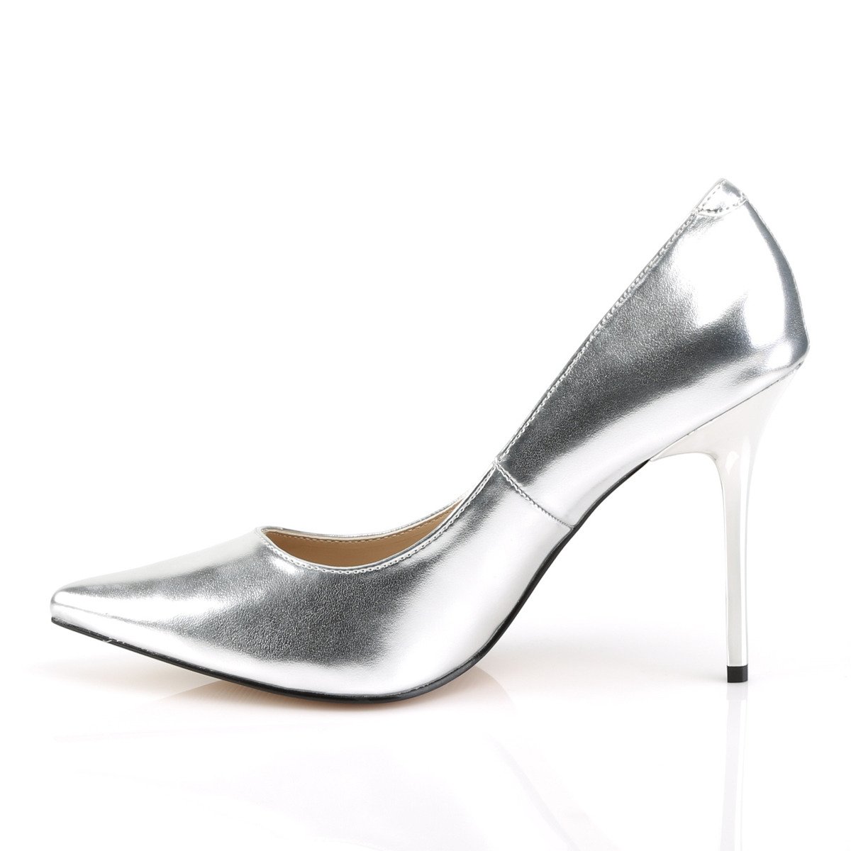 Pleaser Classique-20 SMPU - Silver High-Heel Stilettos