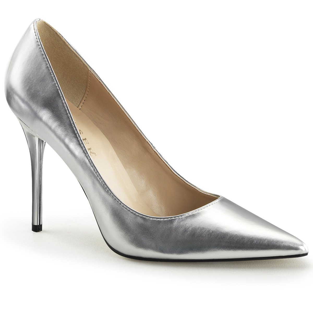 Pleaser Classique-20 SMPU - Silver High-Heel Stilettos