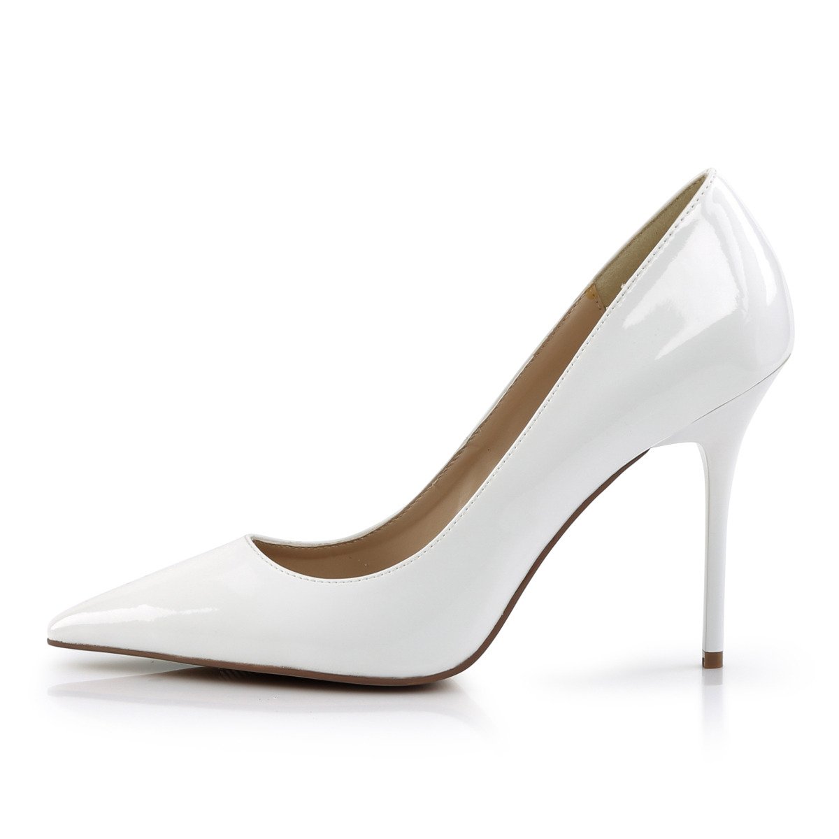 Pleaser Classique-20 W - Shiny White High-Heel Stilettos