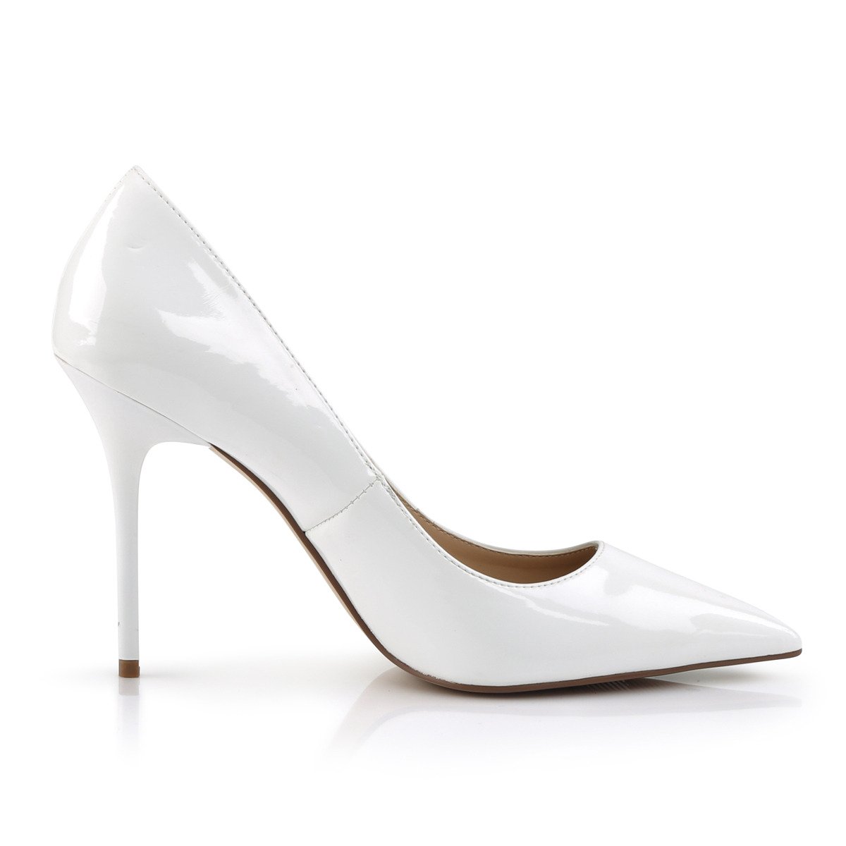 Pleaser Classique-20 W - Shiny White High-Heel Stilettos