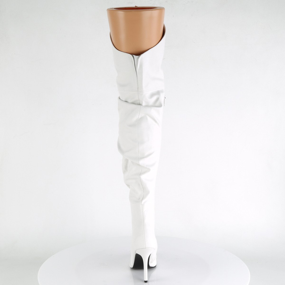 Pleaser Classique-3011 WPU - White High-Heel Single Sole Thigh High Boots