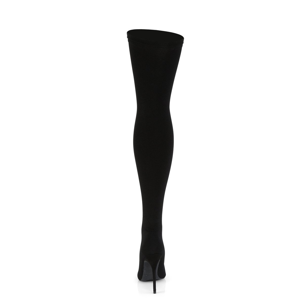 Pleaser Courtly-3005 BNY - Black High-Heel Single Sole Thigh High Boots