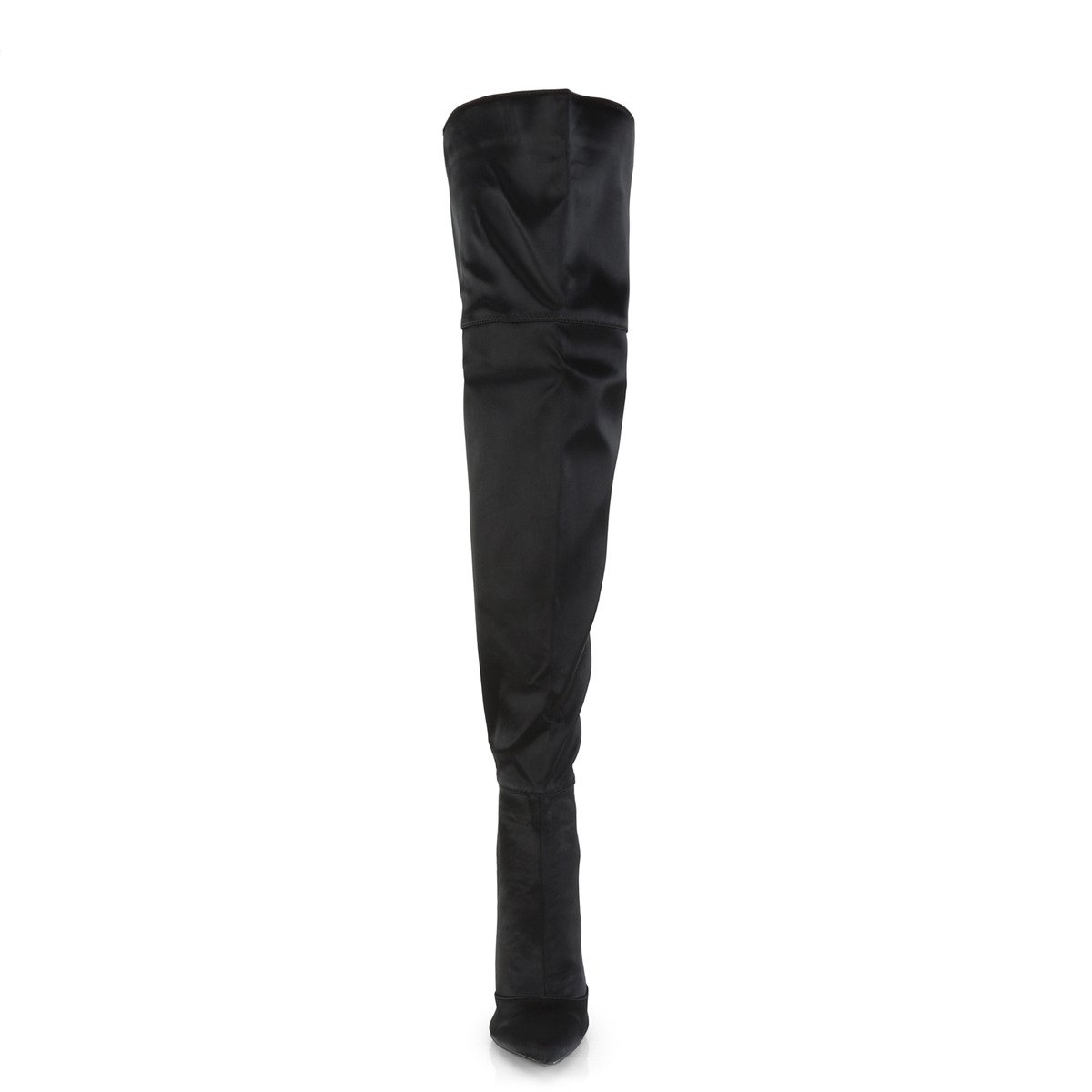 Pleaser Courtly-3012 BSA - Black High-Heel Single Sole Thigh High Boots