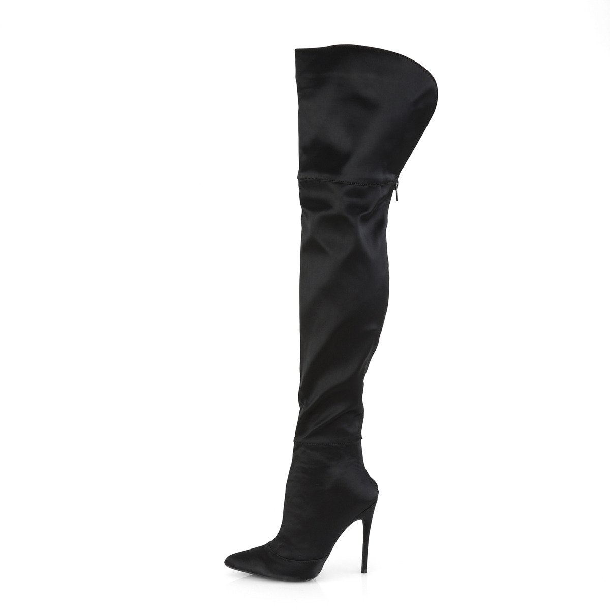 Pleaser Courtly-3012 BSA - Black High-Heel Single Sole Thigh High Boots
