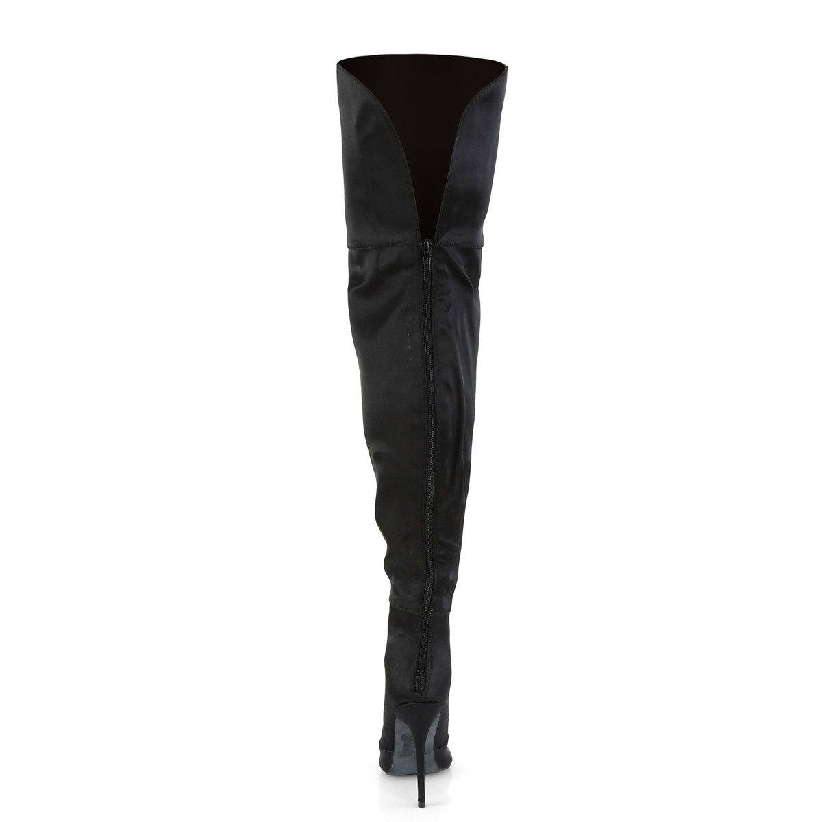 Pleaser Courtly-3012 BSA - Black High-Heel Single Sole Thigh High Boots