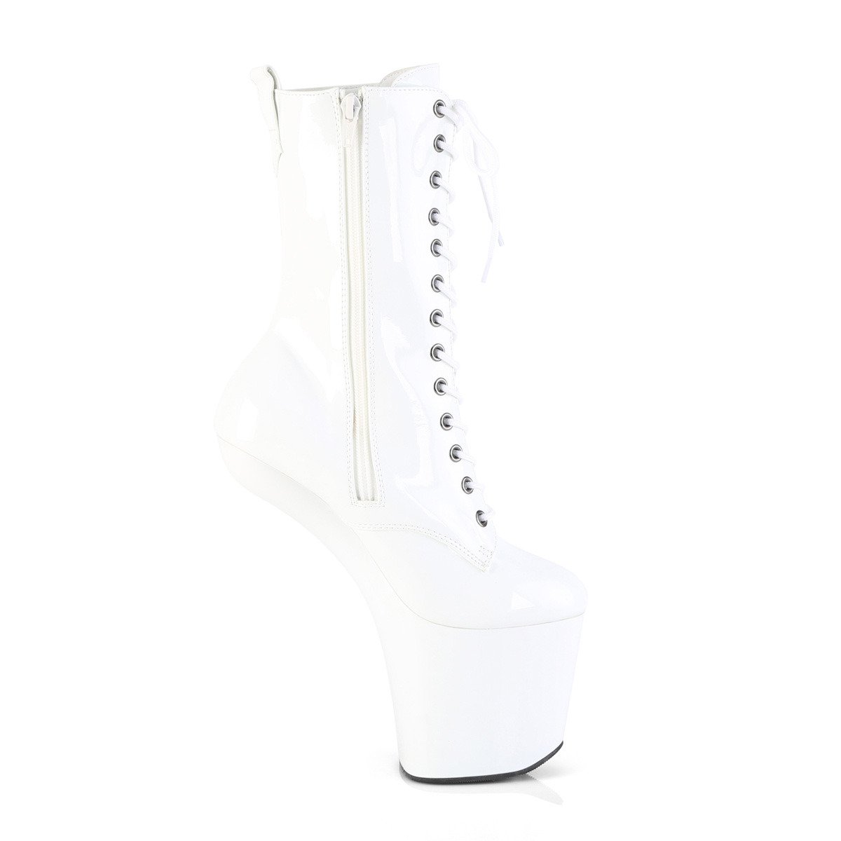 Pleaser Craze-1040 W/M - Shiny White High-Platform Heelless Heels