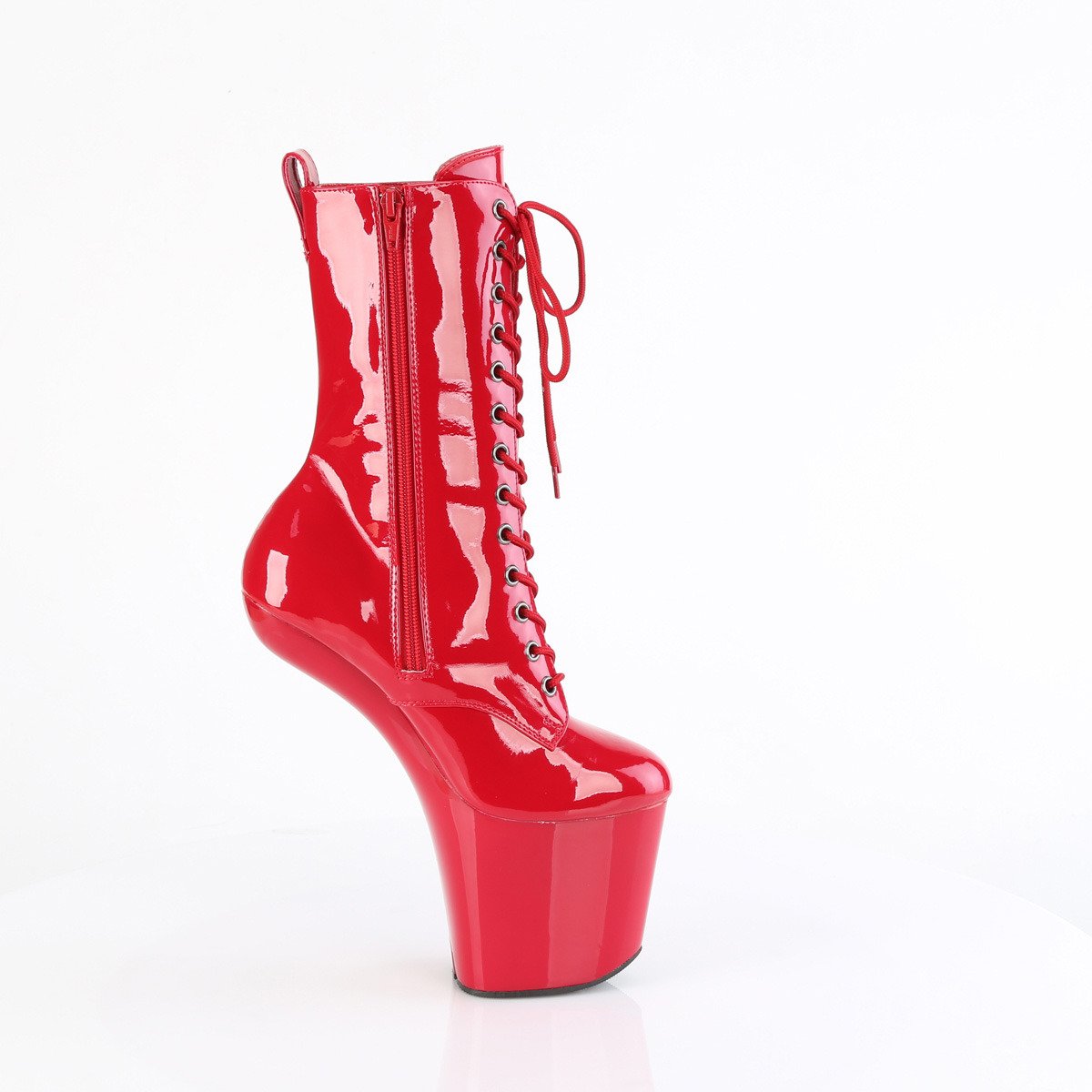 Pleaser Craze-1040 R/M - Shiny Red High-Platform Heelless Heels