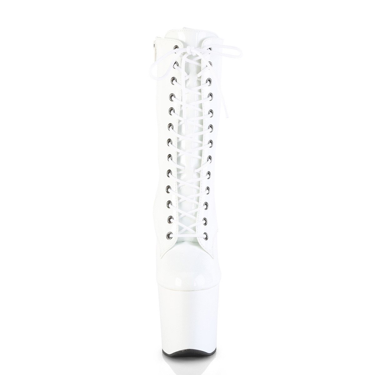 Pleaser Craze-1040 W/M - Shiny White High-Platform Heelless Heels