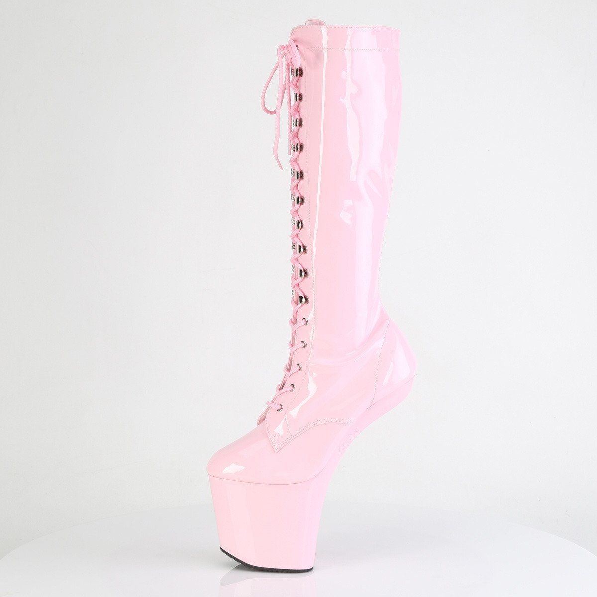 Pleaser Craze-2023 BP/M - Shiny Pink High-Platform Heelless Heels
